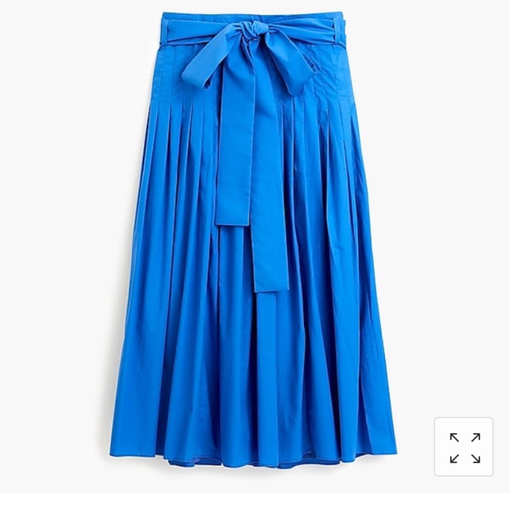 J.Crew Pleated Cotton Poplin Midi Skirt